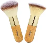 Bamboo Makeup Brush Set Face Kabuki 2 Pieces - Foundation and Powder Makeup Brushes for Mineral BB Cream