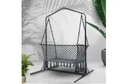 Gardeon Hammock Chair with Stand Macrame Outdoor Garden 2 Seater Grey