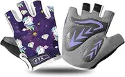 [FINGER TEN] FIGNER Ten Kids Junior Cycling Gloves Outdoor Sport Road Mountain Bike, Fit Boy Girl Youth Age 2-10, Gel Padding Bicycle Half Finger Pair