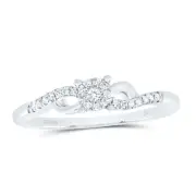10kt White Gold Womens Round Diamond Cluster Promise Bridal Ring 1/10 Cttw
