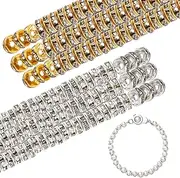 [Vin Beauty] Rondelle Spacer Beads, Rhinestone Spacer Beads, Gold Spacer Beads for Jewelry Making, 800Pcs Crystal Beads Diamond Beads, Round Loose Bead, Spacer Beads for Necklaces Bracelets(6mm Silver Gold)