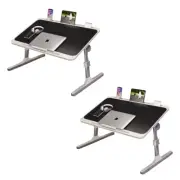SOGA 2X 70X45cm Black Small Laptop Study Table Bed Portable Adjustable Foldable