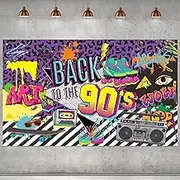 90s Theme Backdrop Hip Hop Graffiti Back to 90's Party Banner Background 72.8x43.3 Inch Fabric Wall Table Decorations Photo Booth Props