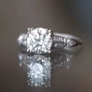 Round Solitaire Ring Vintage Ring Engagement Ring Anniversary Ring 925 Silver