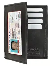 Genuine Leather ID Window Credit Card Thin Billfold ID Wallet