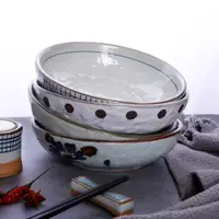 在飛比找ETMall東森購物網優惠-三分燒日式圓形湯碗 創意陶瓷餐具大喇叭碗釉下彩深碗高溫手繪