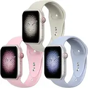 3 pack Soft Silicone Sport Bands Compatible with Apple Watch Band 38mm 40mm 41mm 42mm 44mm 45mm 49mm, Waterproof Strap band Compatible with IWatch Apple Watch Series Ultra 8 76 SE 5 4 3 2 1 Women Men