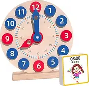 ifundom Wooden Time Learning Toy Boys and Girls Clock Teaching Clock Toddler Number Educational Toys Promotes Time Awareness