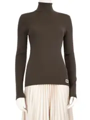 Brown Wool Logo Turtleneck
