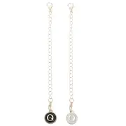 2pcs Bag Hanging Chain Gold Decorative Q Letter Charm Chain Strap, White & Black