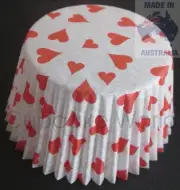 RED LOVE HEARTS VALENTINE MUFFIN CUPCAKE PATTY PAPER BAKING CUPS CASES 50PCS