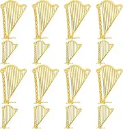 DONFAMDS 20pcs Hanging Decorative Accessories Necklace Vintage Decor Bracelet Enamel Guitar Charms Music Note Jewelry Vintage Microphone Charm Lyre Harp Mini Horn Pendant Golden Plastic