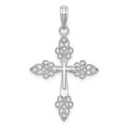 14K White Gold Filigree Cross Pendant