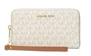 New Michael Kors Logo Jet Set Flat Multifunction Phone Case Vanilla