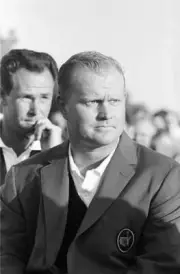 Jack Nicklaus wearing green blazer at Augusta National Golf Course- Old Photo
