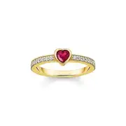 Genuine THOMAS SABO Solitaire ring with red heart-shaped stone