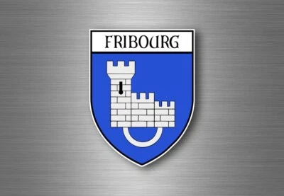 Sticker decal souvenir car coat of arms shield city flag switzerland fribourg