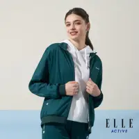 在飛比找momo購物網優惠-【ELLE ACTIVE】男女共款 立領滿版印花外套-綠色(