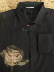 Ted Baker Placement Rose L/S Button Shirt Mens Size XL (5) Black NWT $175.00