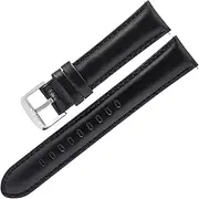 [CCACHE] Oil Wax Leather Watchband 18mm 20mm 22mm 24mm Red Leather Watch Bracelet Strap Fit for Samsung Galaxy Watch 42 46mm(Black-Silver Buckle,22mm)