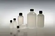 Qorpak PLC-03661 LDPE Boston Round Bottle with 18-410 Black Phenolic PolyCone...