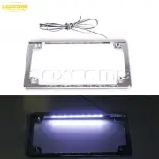 Chrome License Plate Frame Holder w/LED Light For Harley Chopper Touring Softail
