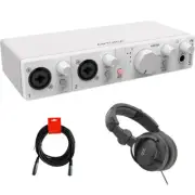 Arturia MiniFuse 2 Audio/MIDI Interface (White) w/ Headphones & XLR Cable