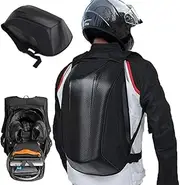 Motorcycle Backpack Waterproof Bag Men - Hard Shell Backpack Carbon Fiber Motorbike Helmet Backpack Waterproof Large Bag for Travelling Camping Cycling Storage Bag