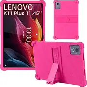 [SeZhuoL] for Lenovo Tab K11 Plus 11.45 Inch TB-352FU, Shockproof Soft Silicone Tablet Cover with PC Stand for Tab K11 Plus 11.45" Cover (Rose Red)
