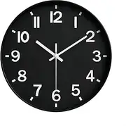 Wall Clocks Battery Operated, 12” Large Wall Clock for Living Room Bedroom Classroom Decor, Kitchen Clock, Modern Wall Clock, Non-Ticking Silent Clock (Black)