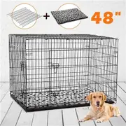 Dog Crate Cat Cage Puppy Crate Rabbit House Kennel with Bed Collapsible XXL 48"