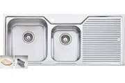 Oliveri Nu-petite 1 & 3/4 Double Left Hand Bowl Inset Sink With Drainer NP611