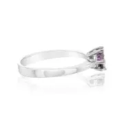 Sterling Silver Amethyst Coloured Cubic Zirconia 6 Claw Ring, M