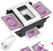 Automatic Card Shuffler Machine, 1-2 Deck Electric Shuffling Machine, One-Press Operation, Low Noise, Built-in 2000Mah Rechargeable Battery, Uno Card Shuffler Machine for Poker, Blackjack