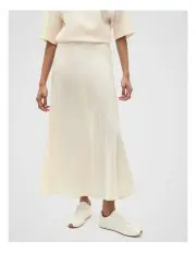 [Seed Heritage] Crinkle Satin Skirt in Coconut Cream