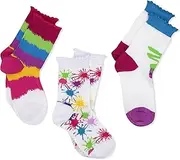 [Jefferies Socks] Little Girls' Paint Splash Triple Treat Socks (Pack of 3)