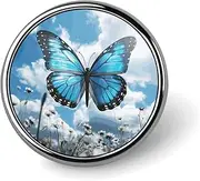[QMNBTES] Blue Butterfly And Clouds Custom Pins for Backpacks Fashion Lapel Pin for Suits Cute Hat Button Pins for Women Men Funny Bag Badge Pin Cool Vintage Brooches for Wedding Personalized Brooch Gift