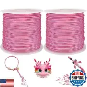 Pink Nylon Beading Cord,100 Yards 0.8mm Nylon String Cord Macrame Thread for