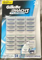 Gillette MACH3 Turbo Refills Razor Blade 24 Cartridges New Unopened Blister Pack