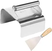 JISADER Landscape Curb Trowel Concrete Curbing Trowel Margin Finish Pointing Tile Curved Concrete Shaping Tool with Putty, Beveled Edge Silver