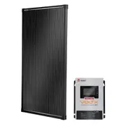 100W Solar Panel Fixed Black Frame + 50A DC to DC LiFePO4 Battery Charger Bluetooth