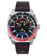 AVI-8 Hawker Hunter Atlas GMT Devil Black Dial Genuine Leather Strap Automatic AV-4122-01 Men's Watch