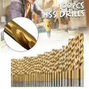 100pcs 1.5mm - 10mm Titanium Coated Drill Bit Set HSS Manual Twist Drill Bits
