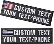 [Graceful life] Customized Name Patch 2pcs, US Flag Personalized Name Tactical Tape for Bags Uniform or Vest Jackets, Name Tag- Military Hook Patches (2 Line)