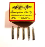 Birmingham Pen Co Silver Alloy #210 Broad Stub Pen 5 Pen Lot Nibs Dip Pen Plumes