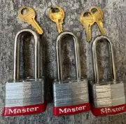 Lot Of 3: Master Lock Padlock 2-3/8" Shackle Keyed Alike 3LH