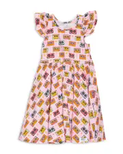 Worthy Threads Girls' Racer Back Dress in Cassettes & Stars - Little Kid, Big Kid