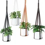 Square PU Leather Garden Plant Hanger Wall Hanging Flower Pot Stand Home Decor
