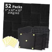 Acoustic Foam Panels 1" x 12" x 12" Sound Proof Foam Panles 52 Pack