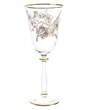Vivience Set Of 4 6.25 Oz Floral Design Wine Glasses